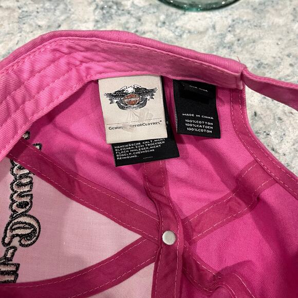 Harley Davidson Women's Pink Adjustable Embroidered Bling Baseball Cap - Picture 7 of 7